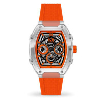 ICE‑WATCH ICE Boliday Clear Orange Skeleton 40 mm – Unisex Ρολόι Quartz με Διαφανή Κάσα και Πορτοκαλί Λουράκι 024285